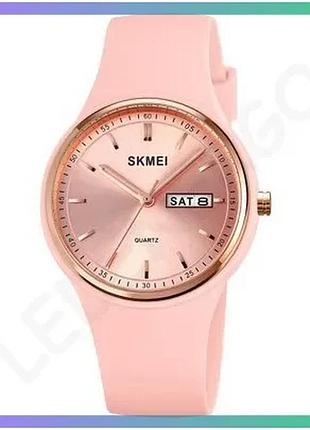 Часы skmei 2057pk pink кварцевые водонепроницаемые с силиконовым ремешком для женщин классические sku_aber_1080-2073