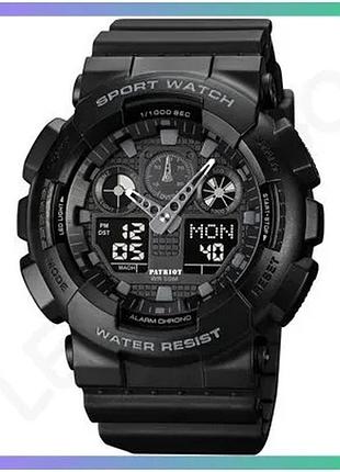 Часы patriot 007bk black тактические спортивные водонепроницаемые кварцевые для мужчин с будильником и sku_aber_1201-0499