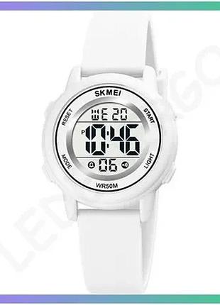 Годинник skmei 1721wt white для хлопчиків електронний будильник календар секундомір білий sku_aber_1080-2153