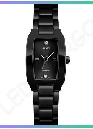 Часы skmei 1400bk черные кварцевые женские с минеральным стеклом прямоугольные 33x22 мм для повседневн sku_aber_1080-2405