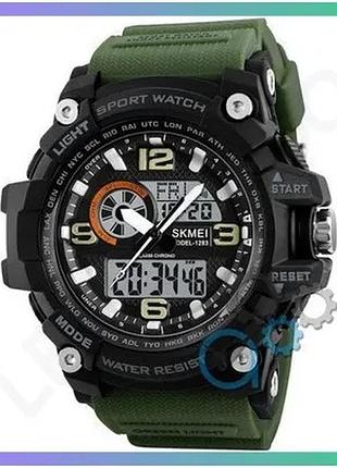 Годинник skmei 1283 black-military чоловічий спортивний електронний з будильником і секундоміром sku_aber_1080-0105