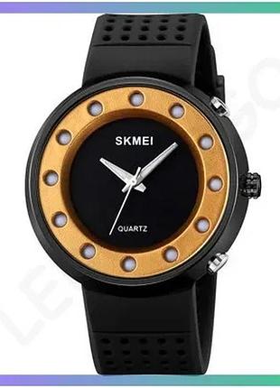 Часовой спортивный мужской кварцевый skmei 2132gd gold с водонепроницаемостью 30 м и каучуковым ремешк sku_aber_1080-2874