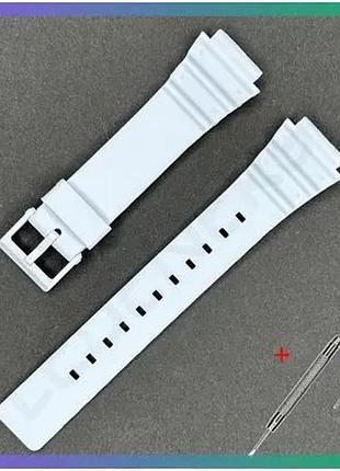 Ремінь для годинника casio mrw-200h 18мм білий класичний поліуретановий унісекс для чоловіків і жінок sku_aber_1051-0864