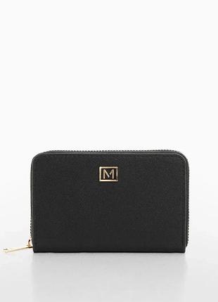Кошелек женский mango с эффектом сафьяно sinfonia на молнии черный