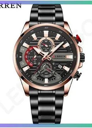 Годинник curren 8415 black-gold кварцовий з хронографом і календарем для чоловіків чорний золотистий sku_aber_1008-0322