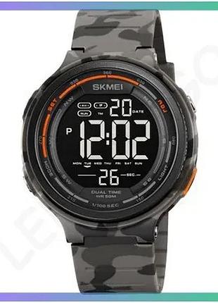 Спортивные часы skmei 1841cmgy серые камуфляжные электронные мужские с будильником и подсветкой sku_aber_1080-2223