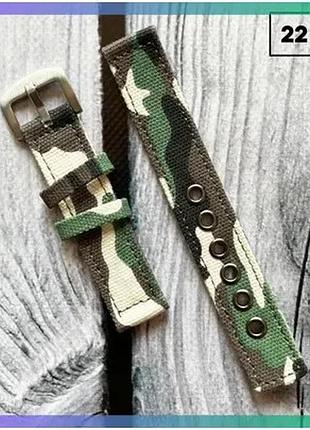 Ремінець для годинника camo multicam 22 мм нейлоновий класичний чоловічий довжина 215 см срібляста пря sku_aber_1051-0490
