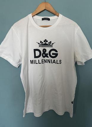 Чоловіча біла бавовняна футболка dolce & gabbana з молодіжної лінійки «millennials»