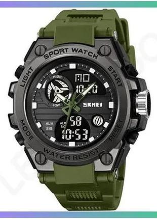 Спортивні годинники skmei 2360ag army green водонепроникні кварцові чоловічі з будильником і хронограф sku_aber_1080-2814