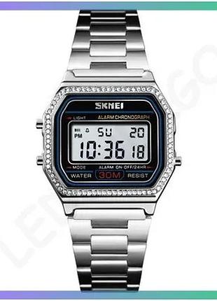 Часы skmei 1474si silver электронные квадратные водонепроницаемые для женщин с будильником и календаре sku_aber_1080-1115