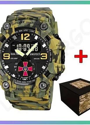 Спортивные часы awarder 003 зсу camo green 54 мм с будильником и хронографом для мужчин sku_aber_1202-0126