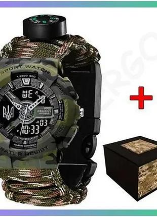 Наручные часы awarder 005 тризуб camo green спортивные водонепроницаемые с будильником и хронографом sku_aber_1202-0146