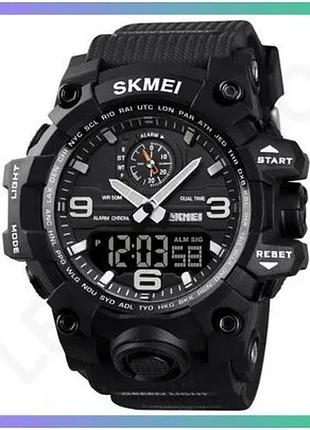 Годинник skmei 1586 black спортивний чоловічий кварцовий з будильником і підсвіткою чорний 56 мм sku_aber_1080-0796