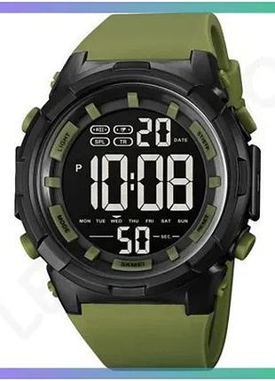 Часы skmei 1845ag army green электронные водонепроницаемые с будильником и подсветкой для мужчин sku_aber_1080-1412