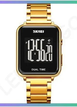 Часы skmei 1852gd gold кварцевые нержавеющая сталь унитекс водонепроницаемые с будильником и календаре sku_aber_1080-1208