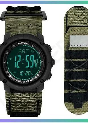 Спортивные часы awarder 036 nylon pro черные арми зеленые электронные с будильником для мужчин sku_aber_1202-0102