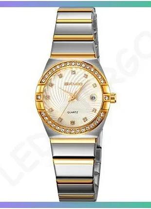 Женские часы skmei 2342tgd gold кварцевые с водонепроницаемостью 50 м классические круглые с люминесце sku_aber_1080-2916