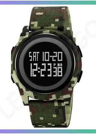Годинник skmei camo army green електронний чоловічий з будильником хронографом камуфляжний 5 atm (ціна sku_aber_1080-2645