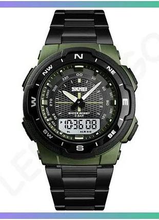 Годинник skmei 1370ag army green спортивний водонепроникний з будильником та секундоміром для чоловікі sku_aber_1080-1673