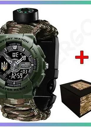 Наручные часы awarder 005p тризуб золото army green спортивные с паракордовым ремешком камуфляжные sku_aber_1202-0472