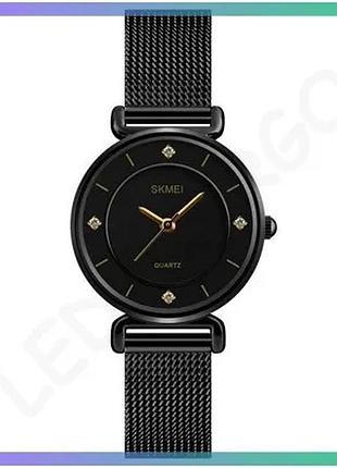 Часы skmei 1330sbk черные женские классические с минеральным стеклом и стрелочным механизмом sku_aber_1080-3066