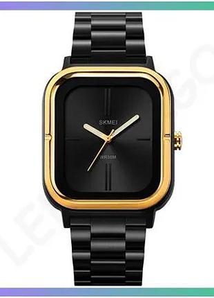 Часы skmei 2275gd gold кварцевые с черным браслетом для мужчин в стиле классика sku_aber_1080-2905