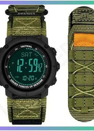 Часы awarder 036 nylon tactic черные и зеленые электронные мужские спортивные тактические 46мм sku_aber_1202-0107