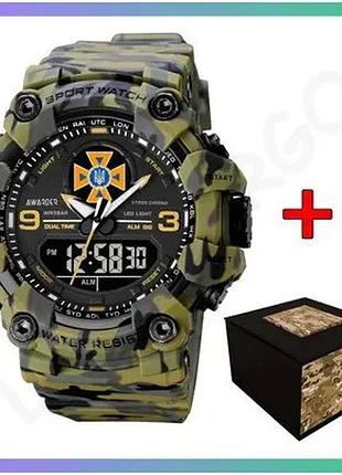 Годинник awarder 001 дснс camo green спортивний чоловічий водонепроникний кварцовий з будильником sku_aber_1202-0624