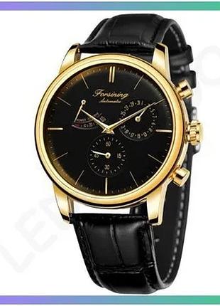 Часы forsining 6916 gold-black механические с автоподзаводом для мужчин классические черные и золотые sku_aber_1059-0190