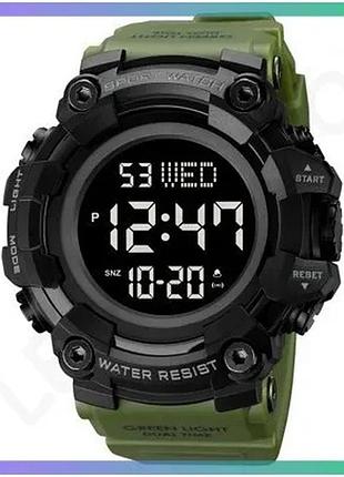Ч men's watch skmei 1968 military-black электронные спортивные часы с будильником и секундомером sku_aber_1080-0775
