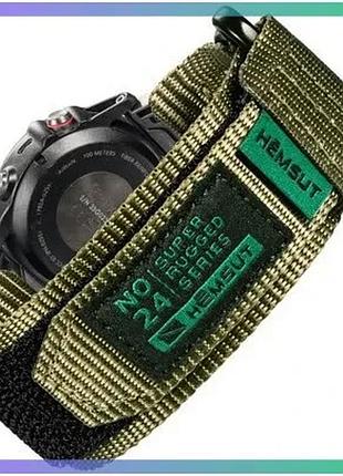 Ремінець для годинника hemsut hs121 нейлоновий зелений 20 мм для garmin унісекс з липучкою sku_aber_1051-1319