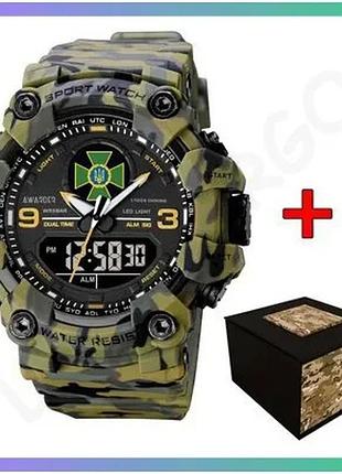 Часы awarder 001 дпс army green спортивные тактические с будильником и календарем для мужчин sku_aber_1202-0150