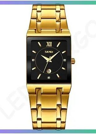 Часы skmei 9263gdbk золотистые черные кварцевые для женщин с календарем и водонепроницаемостью 30м sku_aber_1080-2744