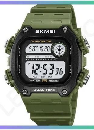 Часы skmei 2126ag army green электронные спортивные для мужчин с будильником и календарем 40мм sku_aber_1080-2869