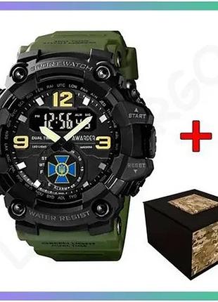 Годинник awarder 004 сбу army green-black спортивний чоловічий з будильником і хронографом 56 мм sku_aber_1202-0155