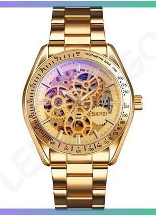 Чоловічі годинники skmei 9194gdgd gold-gold золотисті з арабськими цифрами для повсякденного використа sku_aber_1080-1462