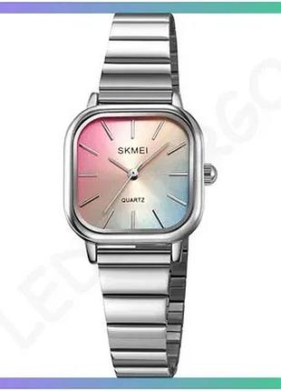 Женские часы skmei 2190si silver кварцевые с квадратным циферблатом водонепроницаемые 3 atm sku_aber_1080-2254