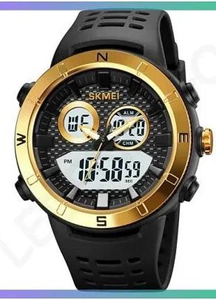 Часы skmei 2014gdwt золотистые и черные спортивные кварцевые с будильником и секундомером для мужчин sku_aber_1080-1823