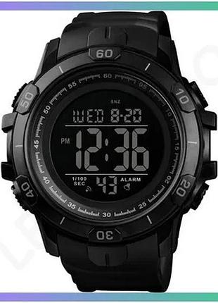 Спортивні годинники skmei 1475bk all black електронні з будильником для чоловіків чорні тактичні годин sku_aber_1080-0812