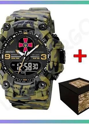 Годинник awarder 001 зсу army green чоловічий тактичний спортивний з будильником та календарем sku_aber_1202-0115