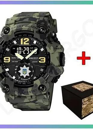 Чоловічий годинник awarder 004 поліція camo green спортивний кварцевий водонепроникний тактичний годин sku_aber_1202-0638