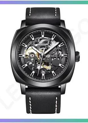 Часы benyar by-5121 black механические с автоподзаводом для мужчин черные классические стильные sku_aber_1142-0023