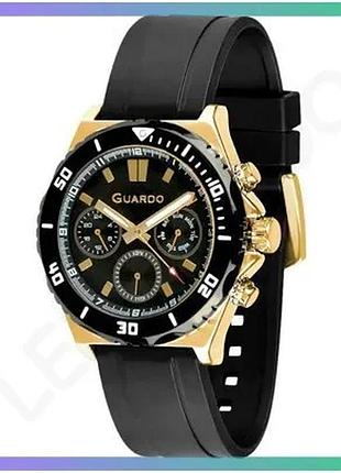 Ч men's watch guardo 012757-5 кварцевые с золотистым корпусом и черным ремешком для стильных мужчин sku_aber_1160-0114