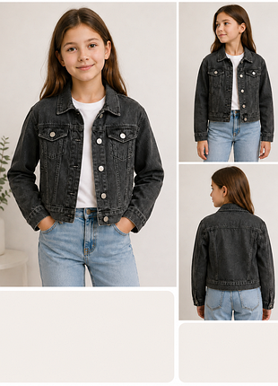 Стильная джинсовая куртка для девочки studio denim, размер 10–11 лет.