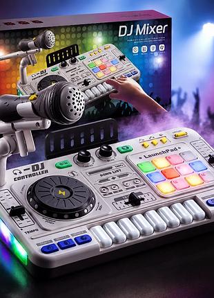 Музыкальный набор караоке для детей dj station, музыкальный центр с светомузыкой, пианино, синтезатор