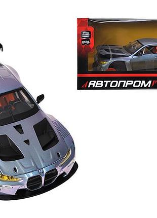 Машина металева 661277h 1:24 bmw m4 gt3, на батарейках, світло, звук, відкрив. двері, коробка р.24.5x12см автопром
