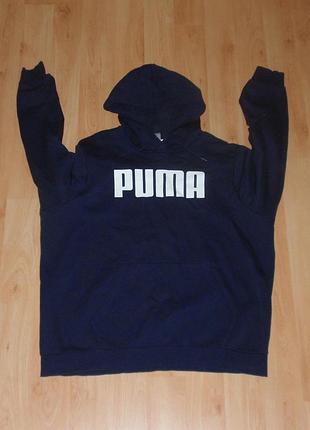 Тёмно синяя кофта/худи puma big logo cotton fleece hoodie under ck polo era original xl-xxl(2xl)-3xl nike x jordan