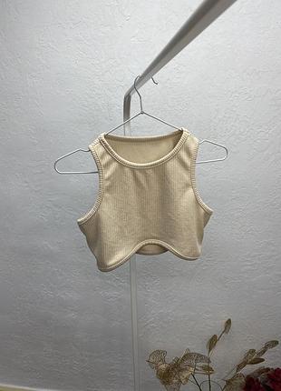 Shein кроп топ в рубчик топик майка
