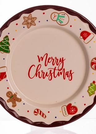 Новорічна тарілка з порцеляни merry christmas т ø27.5 см cr-1-39