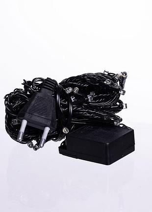 Новогодняя комнатная гирлянда нить 6 м 50 led черный провод белый w50led6mbw